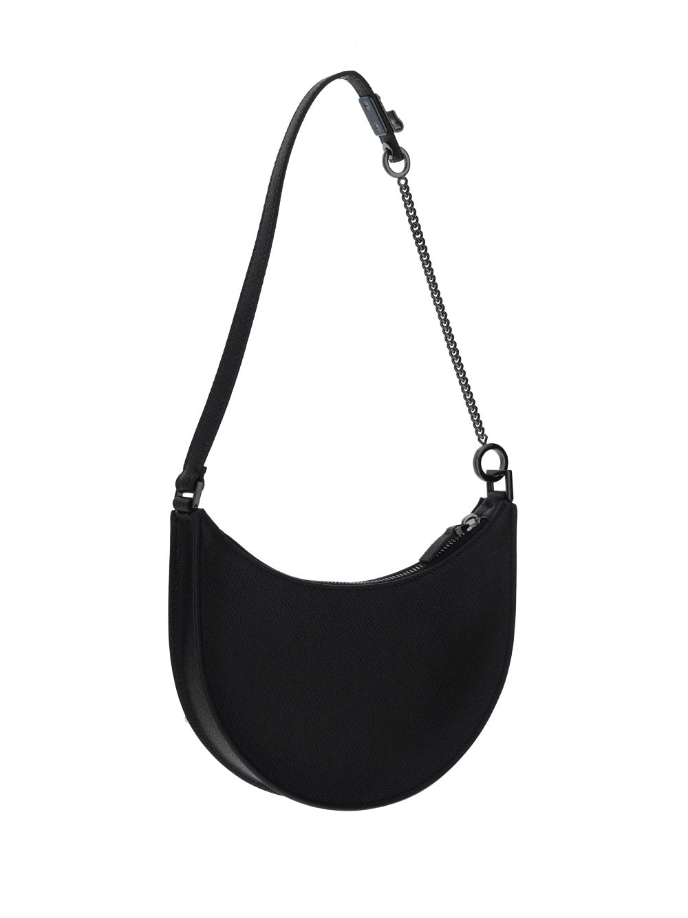 Mini Vlogo Signature Grainy Calfskin Hobo Bag - Black