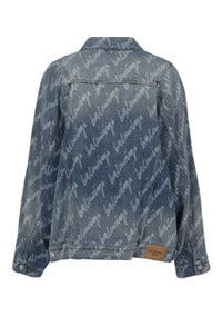 Allover Logo Bell Sleeve Jacket - Indigo