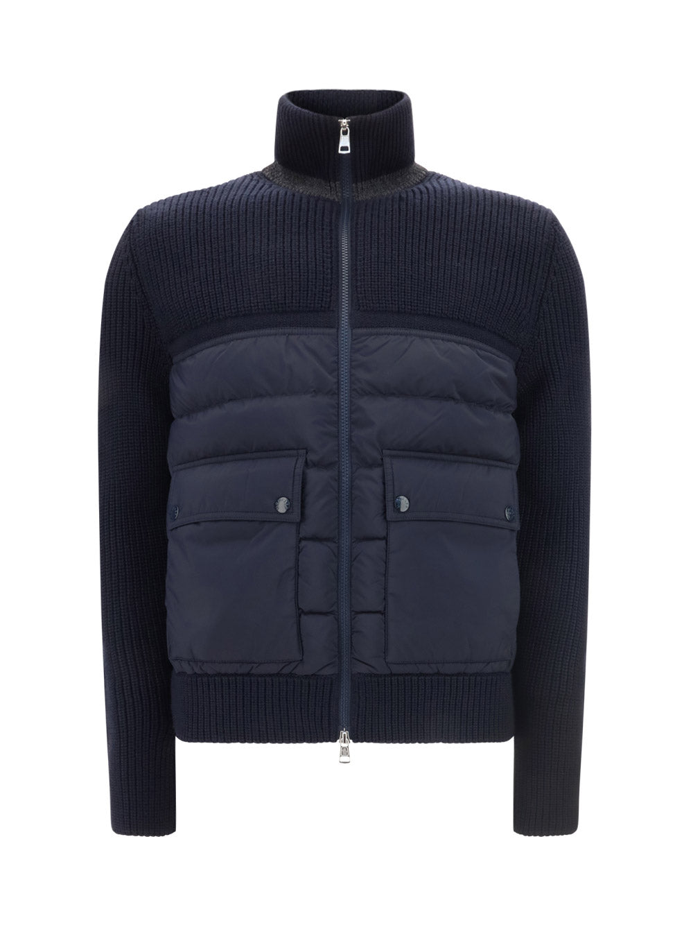 Padded Wool Cardigan - Navy
