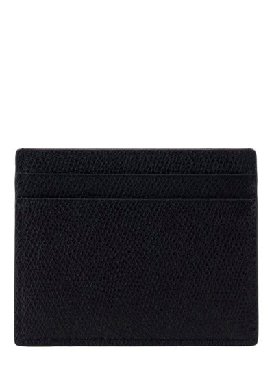 VLogo Signature Cardholder in Grainy Calfskin Leather - Black