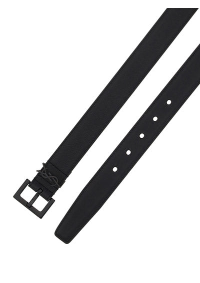 Monogram Belt In Smooth Leather - Black