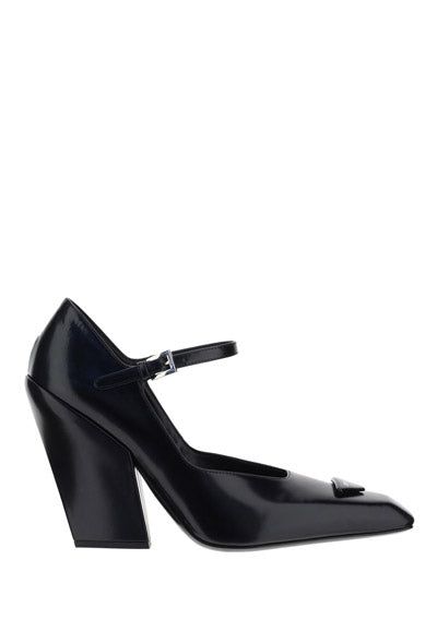 Brushed Leather Pumps - Black