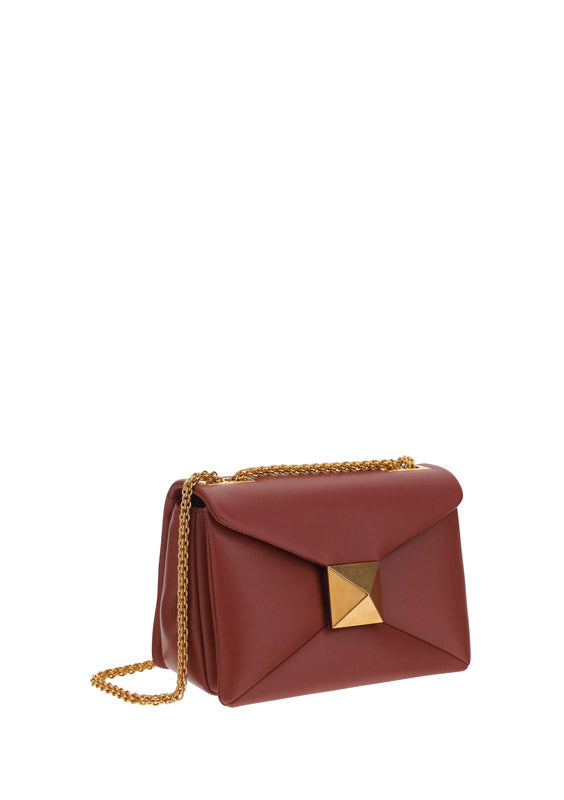 One Stud Nappa Bag With Chain - Gingerbread