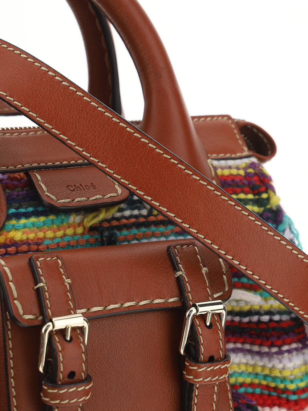 Edith Mini Bag in Recycled Cashmere Knit & Buffalo Leather - Multicolor