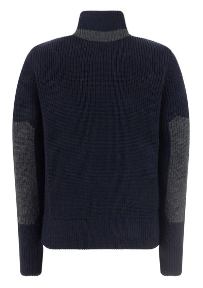 Padded Wool Cardigan - Navy