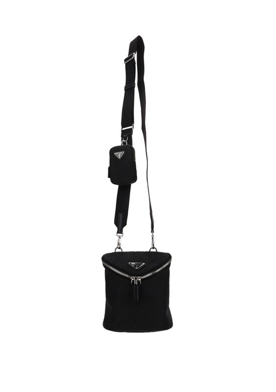 Re-Nylon and Leather Shoulder Bag - Black
