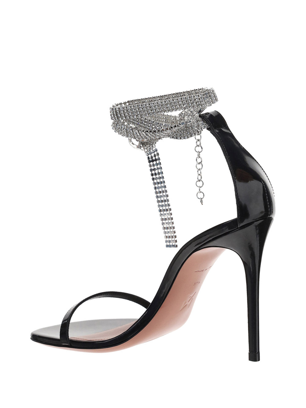 Giorgia Crystal Ankle Wrap Sandal - Black