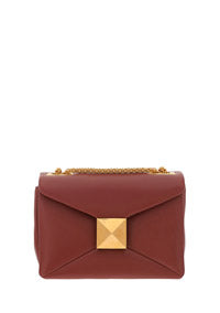 One Stud Nappa Bag With Chain - Gingerbread