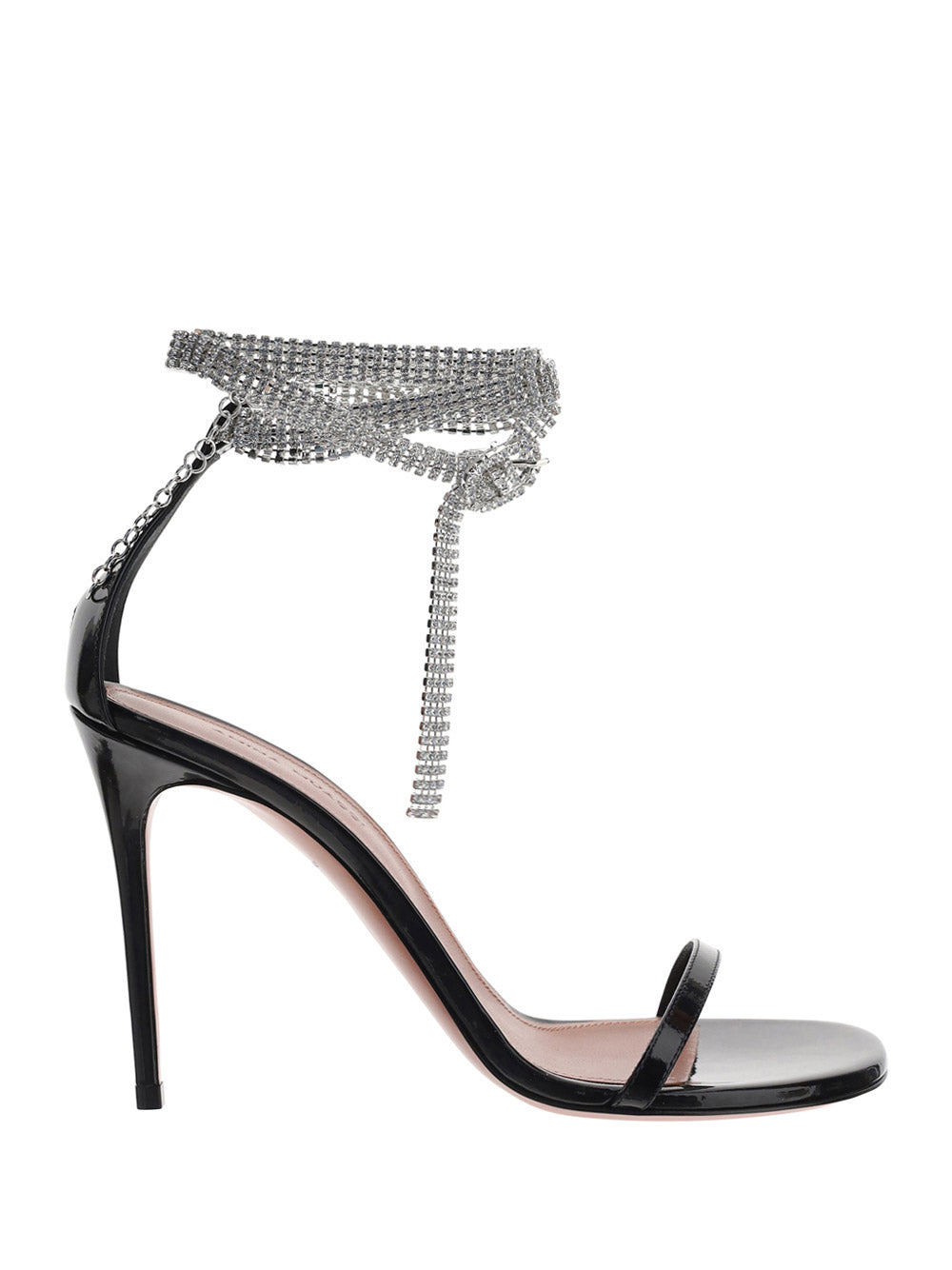 Giorgia Crystal Ankle Wrap Sandal - Black