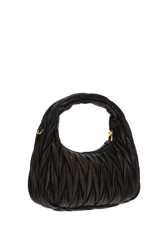 Miu Wander Matelassé Nappa Leather Mini Hobo Bag - Sand/Coffee