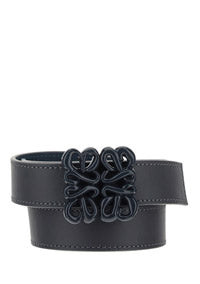 Reversible Inflated Anagram Belt in Soft Calfskin - Anthracite/Onyx Blue