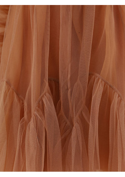 Tulle Ruched Mini Dress - Lipstick