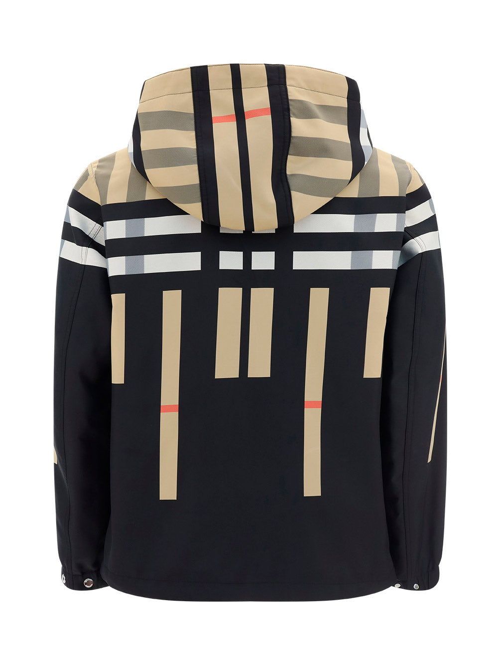 Sliced Check Nylon Hooded Jacket - Archive Beige