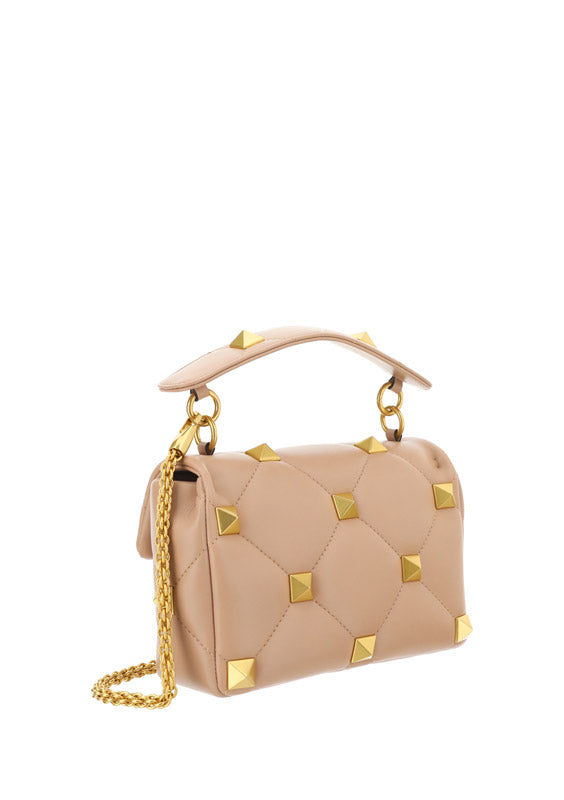 Medium Roman Stud The Shoulder Bag In Nappa With Chain - Beige