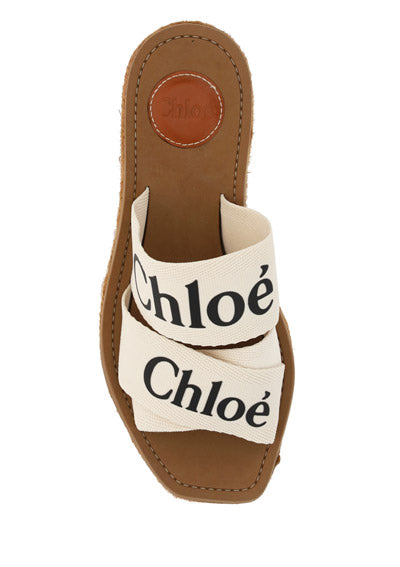 Woody Wedge Mule In Canvas - Ivory