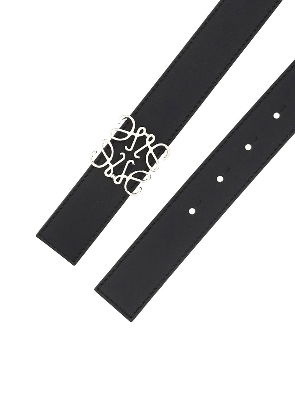 Anagram Belt in Smooth Calfskin - Black / Tan / Palladium