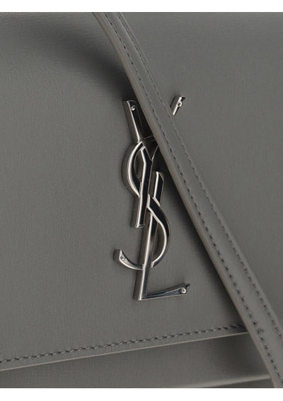 Sunset Chain Wallet Bag in Smooth Leather - Grey