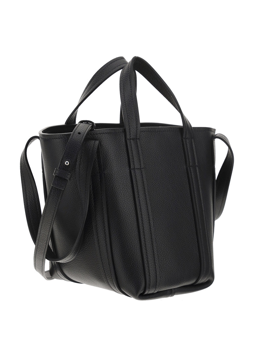 Everyday XS North-South Shoulder Tote Bag In Grained Calfskin - Black