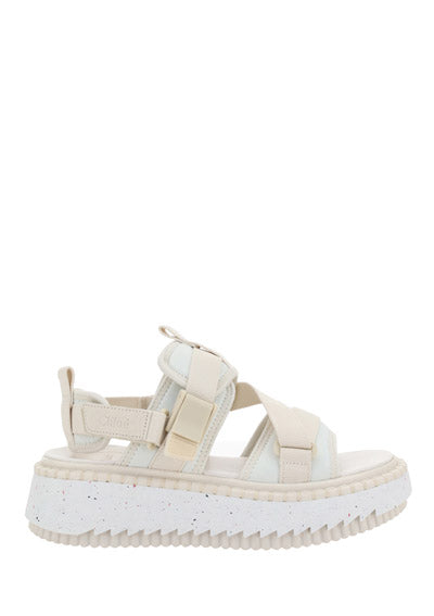Lilli Sporty Flat Sandal In Recycled Textile - White