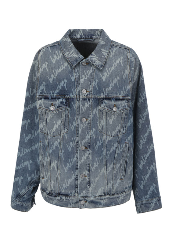 Allover Logo Bell Sleeve Jacket - Indigo