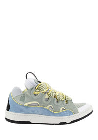 Leather Curb Sneakers - Grey / Blue