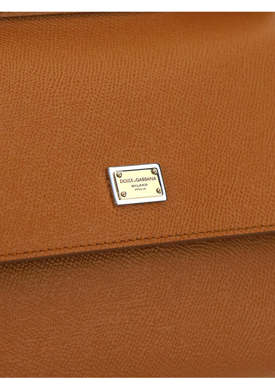 Small Sicily Bag In Dauphine Calfskin - Brown