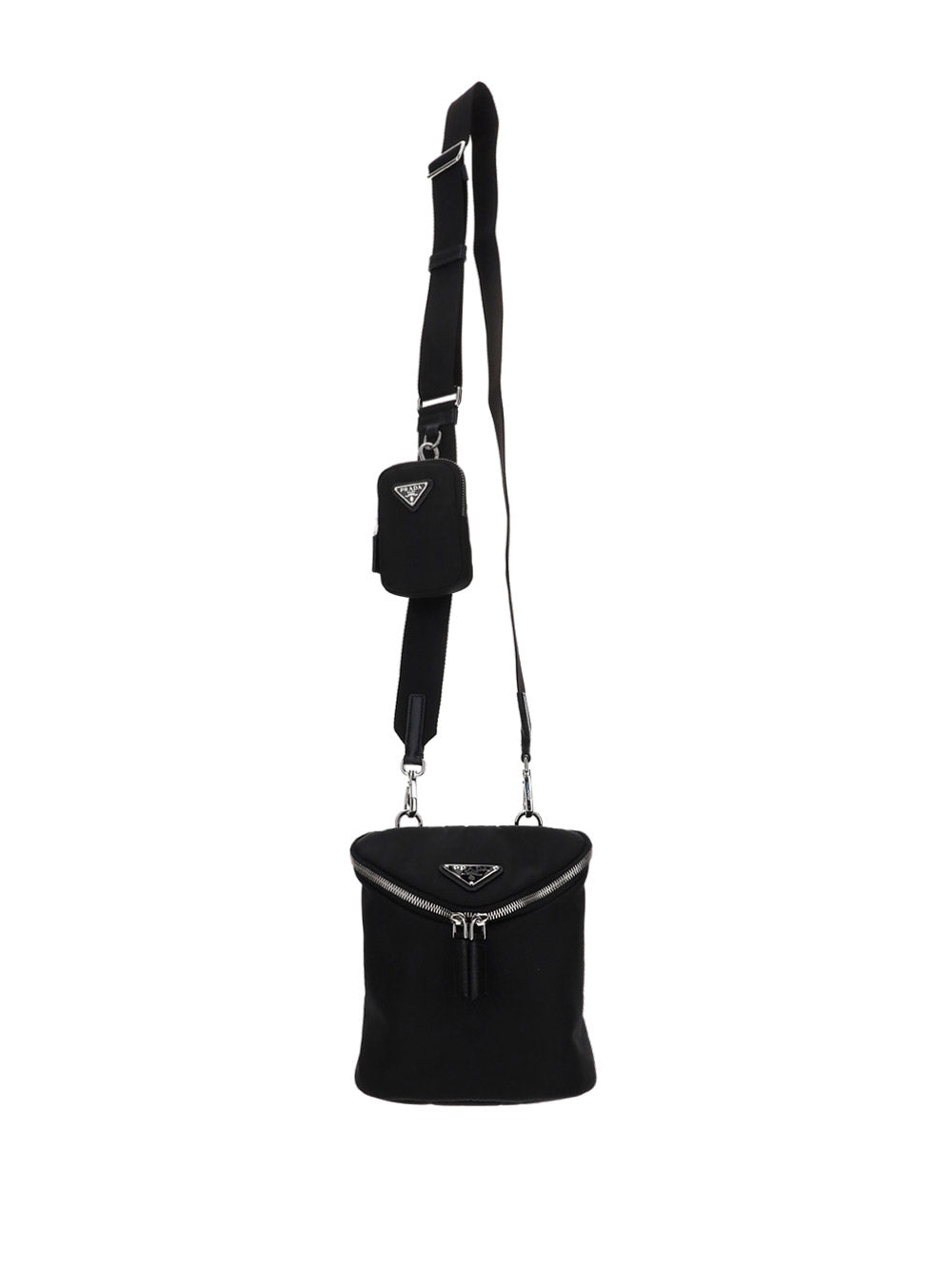 Re-Nylon and Leather Shoulder Bag - Black
