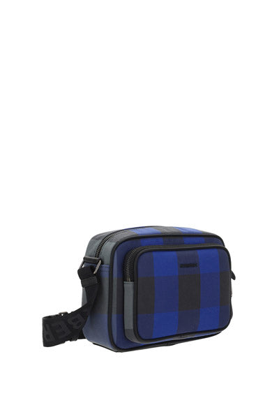 Check Cotton Crossbody Bag - Oceanic Blue