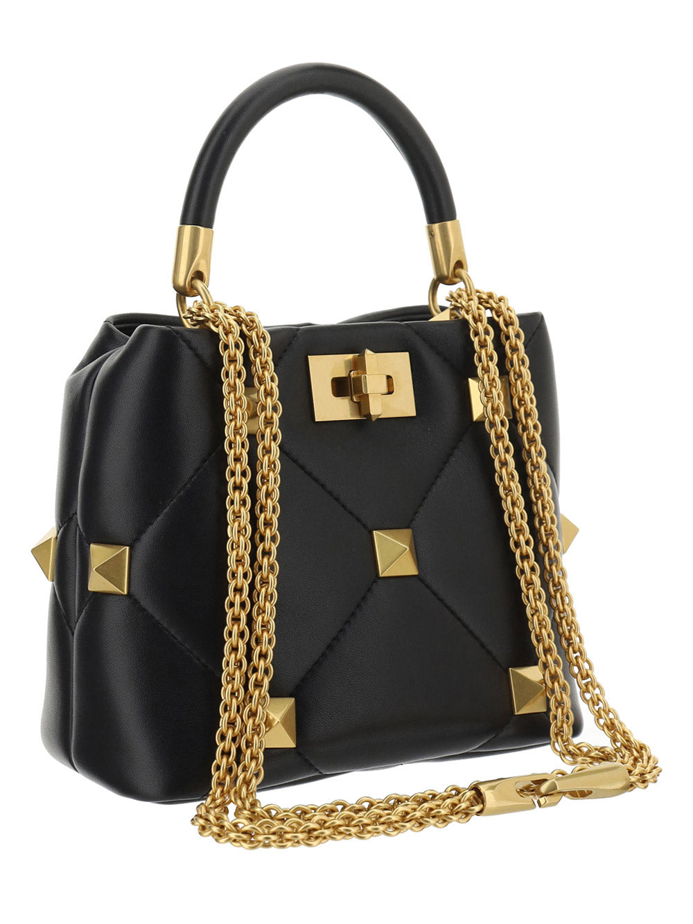 Small Roman Stud The Handle Bag In Nappa - Black