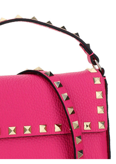 Rockstud Grainy Calfskin Pouch - Pink PP