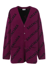 Allover Logo Cardigan - Purple