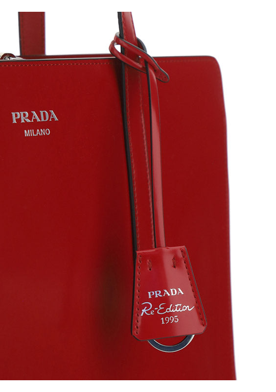 Prada Re-Edition 1995 Brushed Leather Medium Handbag - Scarlet Red