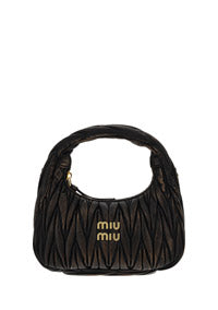 Miu Wander Matelassé Nappa Leather Mini Hobo Bag - Sand/Coffee