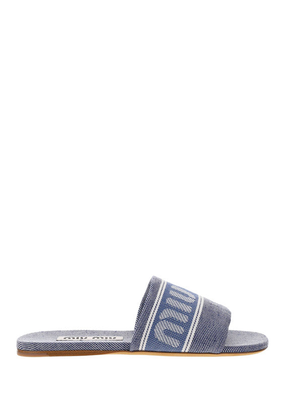 Logo-Jacquard Denim Sandals