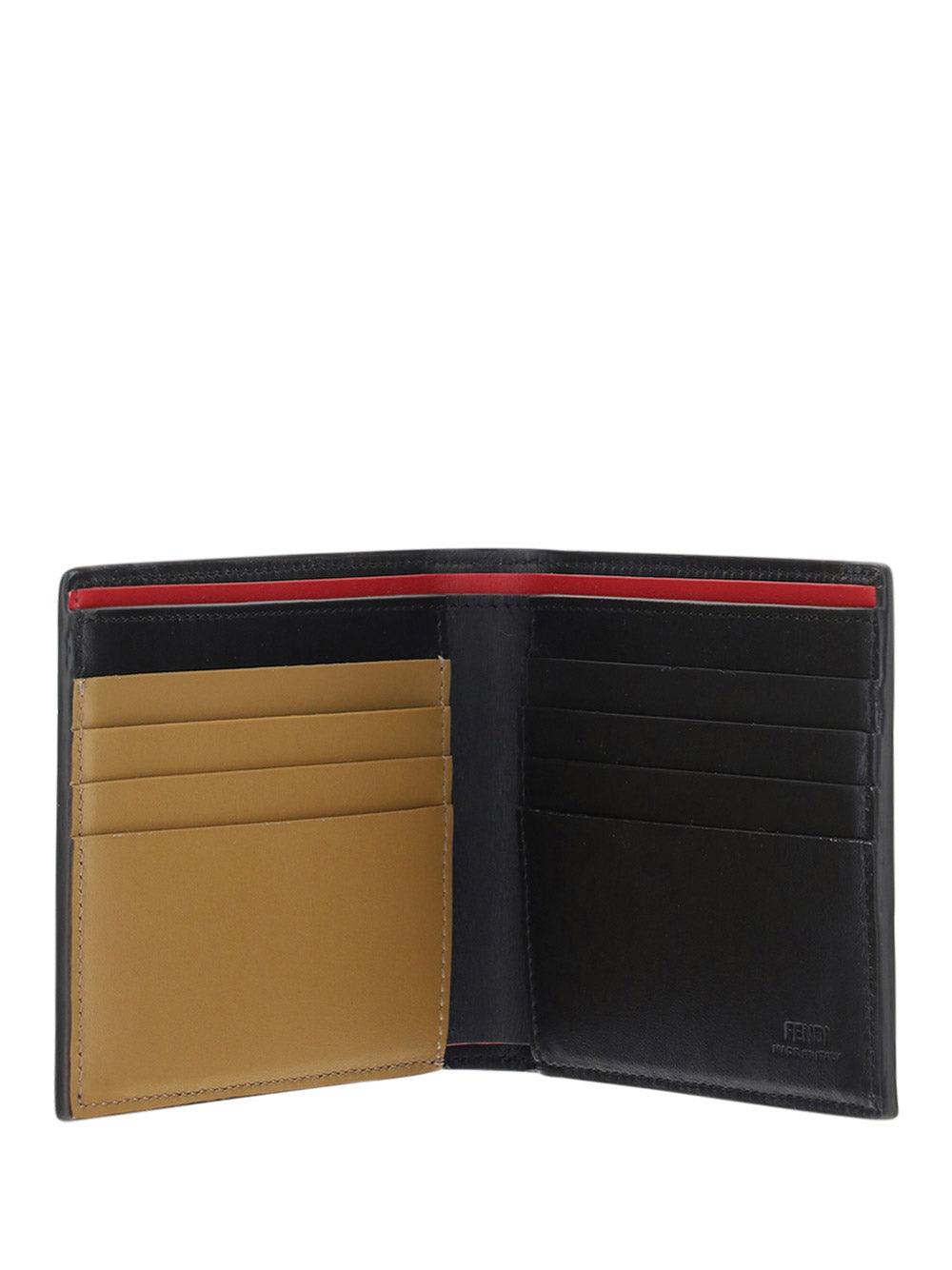 Bi-fold Wallet - Black/Red/Beige