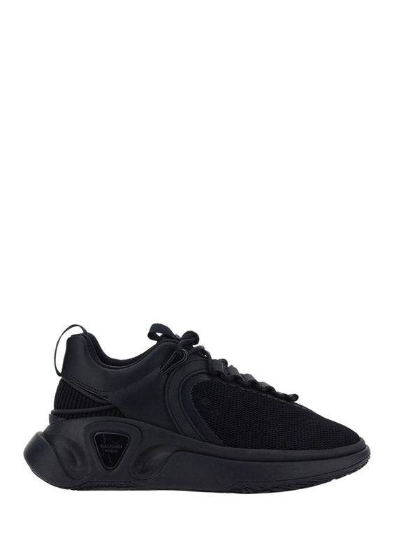 Reflective Material and Mesh B-Runner Sneakers - Black