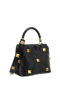 Small Roman Stud The Handle Bag In Nappa - Black