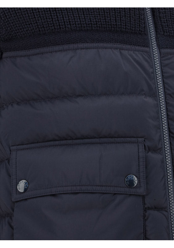 Padded Wool Cardigan - Navy