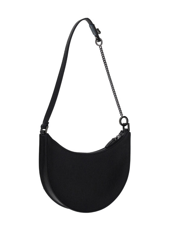 Mini Vlogo Signature Grainy Calfskin Hobo Bag - Black