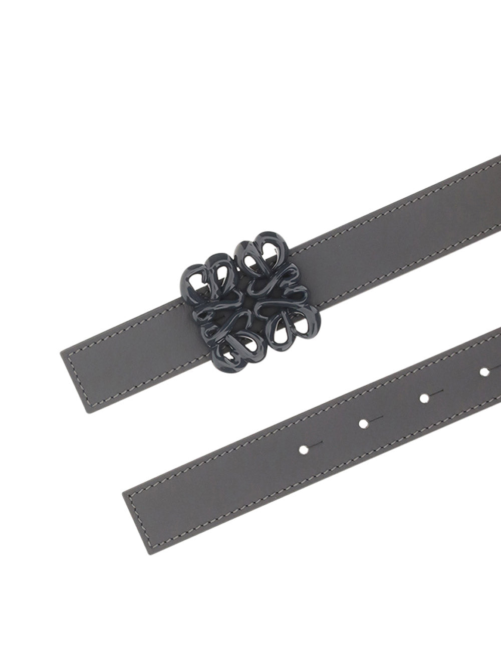 Reversible Inflated Anagram Belt in Soft Calfskin - Anthracite/Onyx Blue