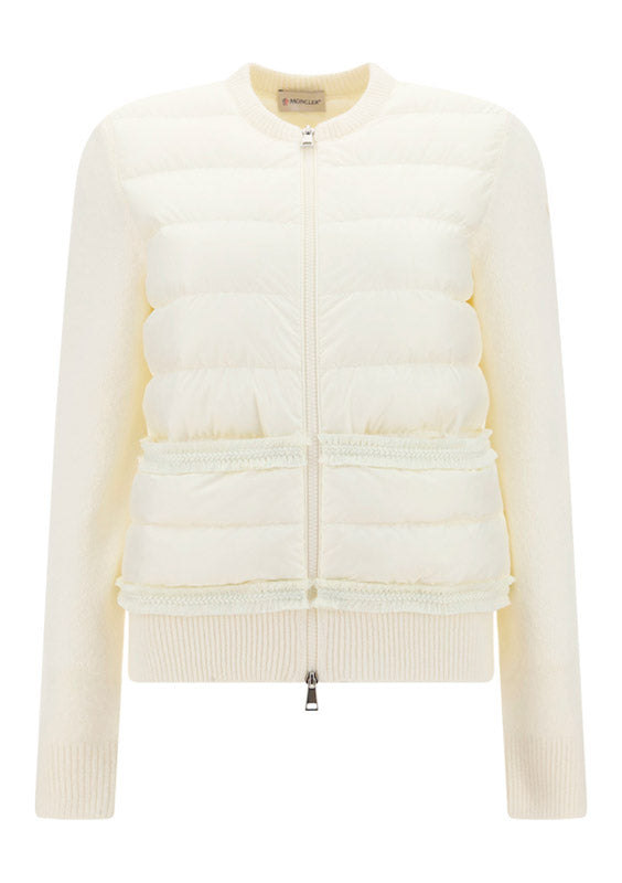 Padded Wool Blend Cardigan - Off White