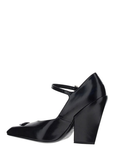 Brushed Leather Pumps - Black
