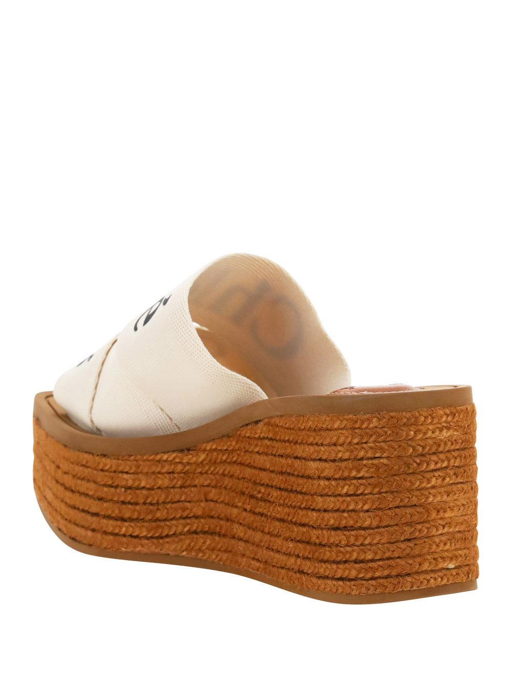 Woody Wedge Mule In Canvas - Ivory