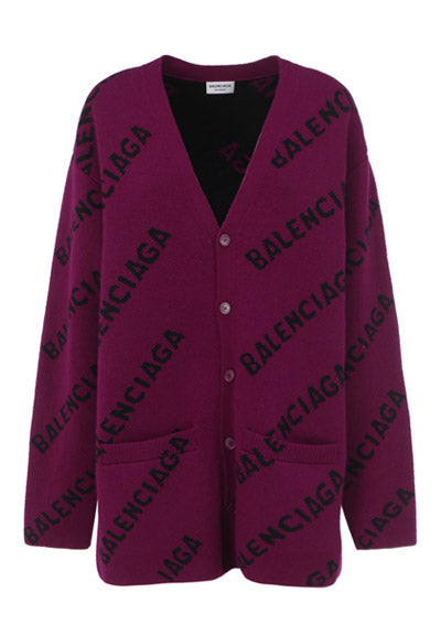 Allover Logo Cardigan - Purple