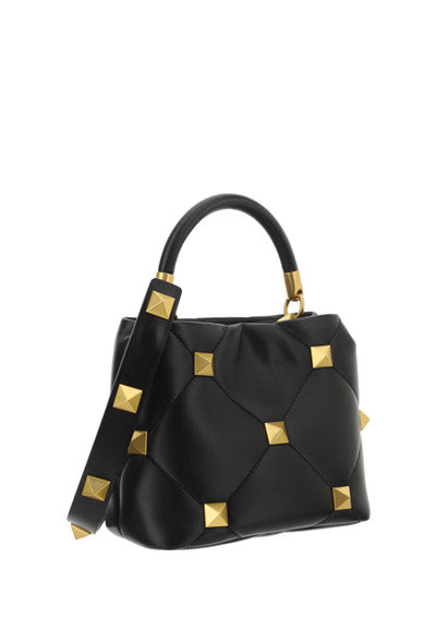 Small Roman Stud The Handle Bag In Nappa - Black