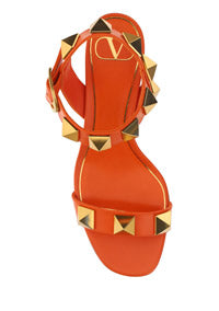 Roman Stud Calfskin Sandal 60MM - Orange