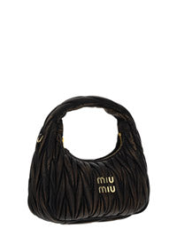 Miu Wander Matelassé Nappa Leather Mini Hobo Bag - Sand/Coffee