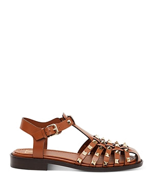 Rockstud Cage Sandals - Saddle Brown
