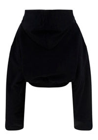 Embroidered-Logo Cropped Hoodie - Black
