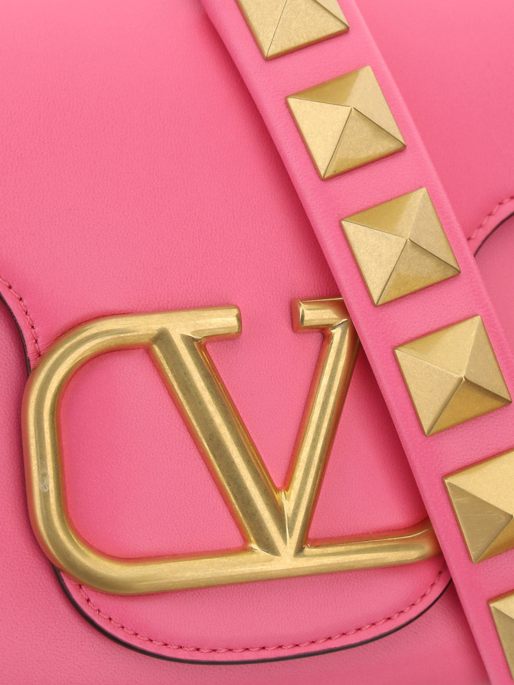 Stud Sign Nappa Shoulder Bag - Pink
